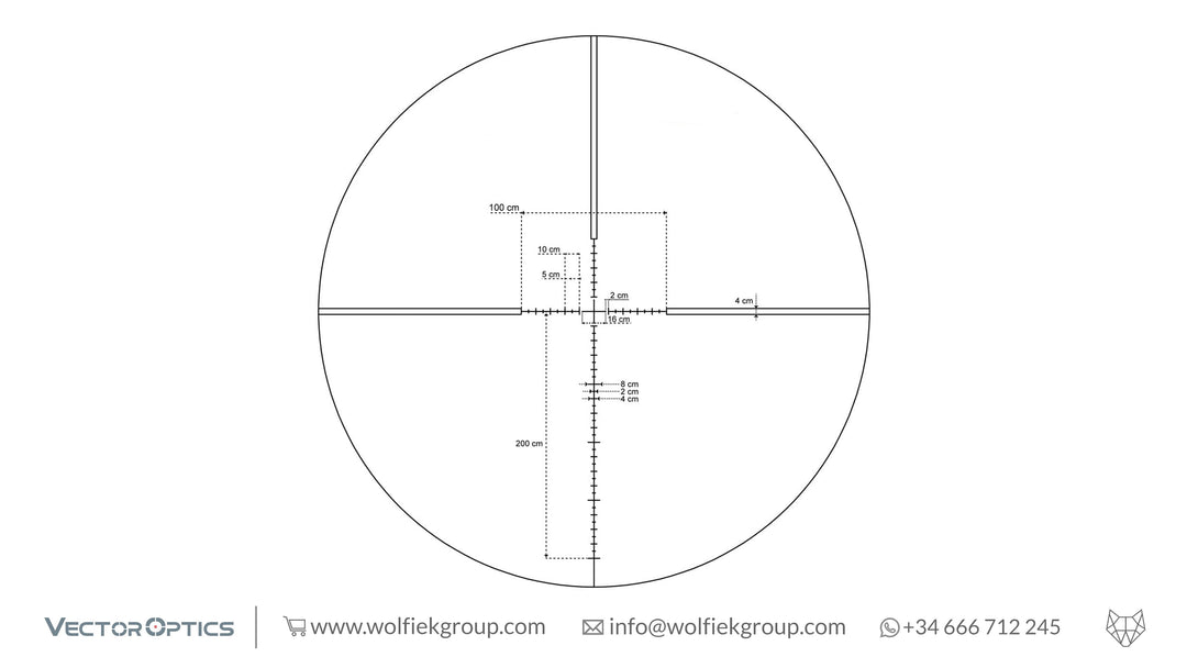 Reticle diagram with its measurements