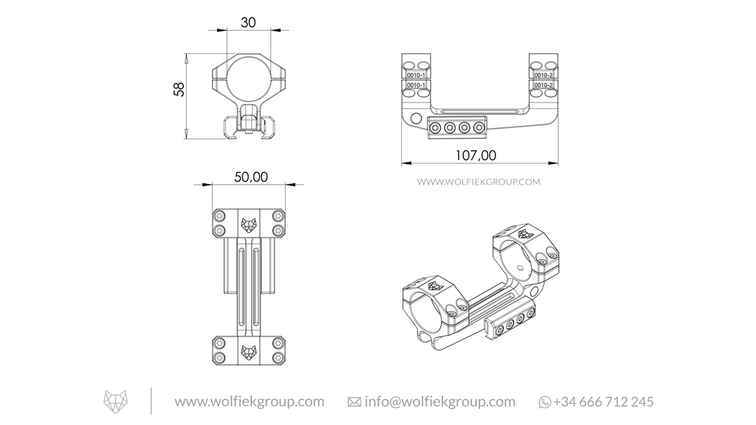 Wolfiek Group ONE-PIECE Scope Mounts 30mm diagrams